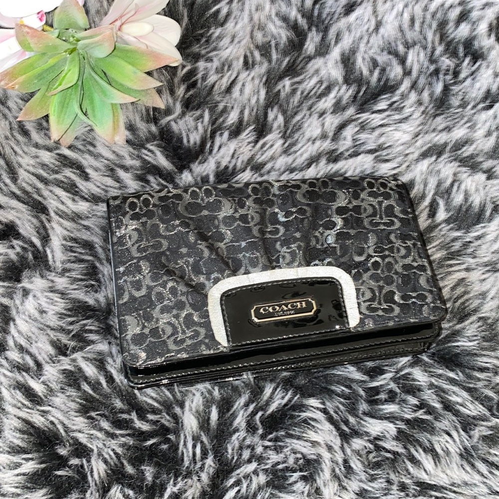 Black and Silver Coach Clutch